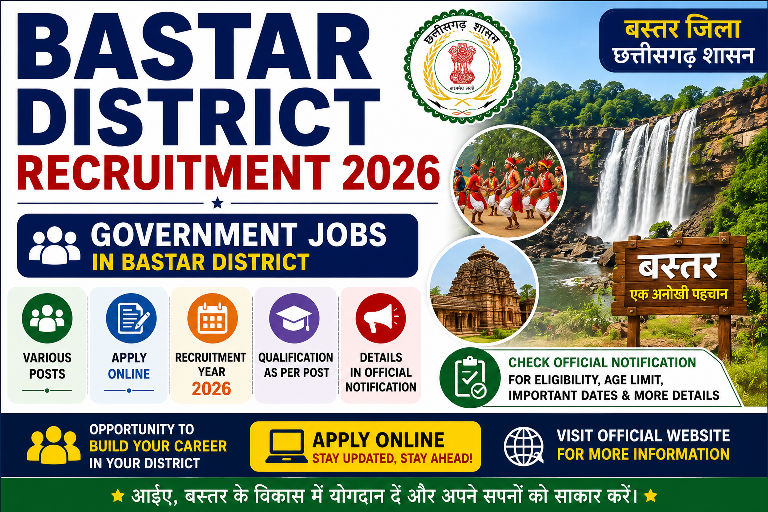 Bastar District Recruitment 2026 - Apply Offline for 11 Subject Expert, Computer Instructor and More Posts