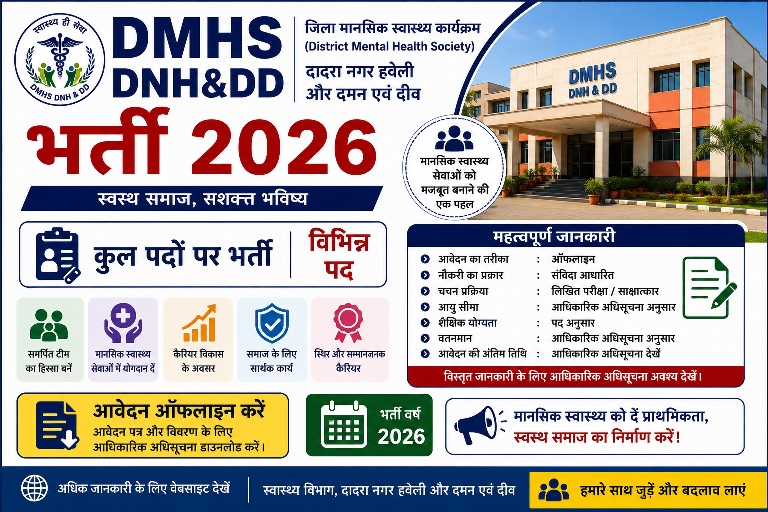 DMHS DNH&DD Recruitment 2026 - Apply Offline for 30 Senior Medical Officer, Panchakarma Technician and Yoga Instructor Posts