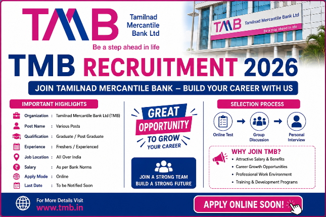 TMB Recruitment 2026 - Apply Online for Agricultural Officer, Specialist Officer and More Posts