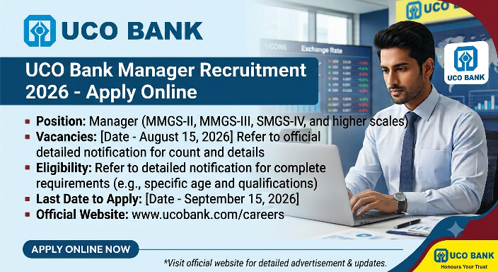 UCO Bank Manager Recruitment 2026 - Apply Online for 20 Posts