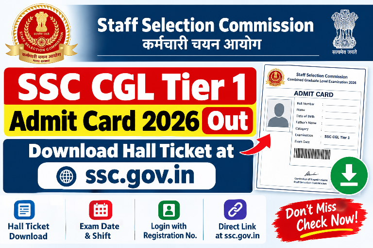 SSC CGL Tier 1 Admit Card 2026 Out - Download Hall Ticket at ssc.gov.in