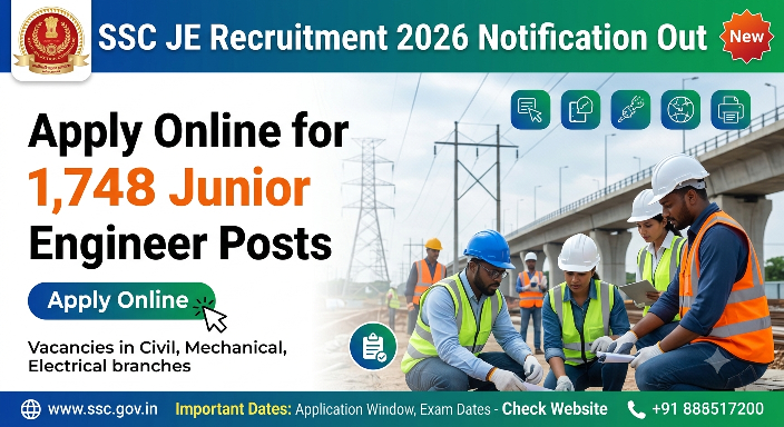 SSC JE Recruitment 2026 Notification Out - Apply Online for 1,748 Junior Engineer Posts