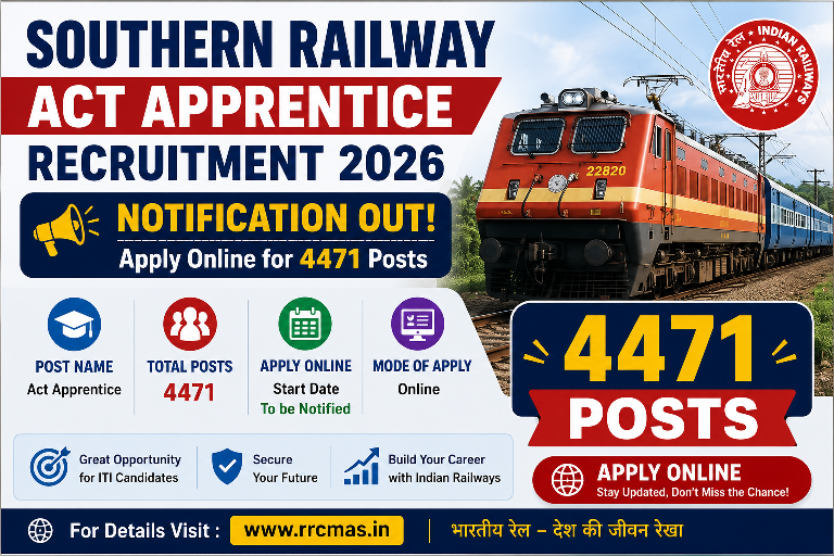 Southern Railway Act Apprentice Recruitment 2026 Notification Out - Apply Online for 4471 Posts