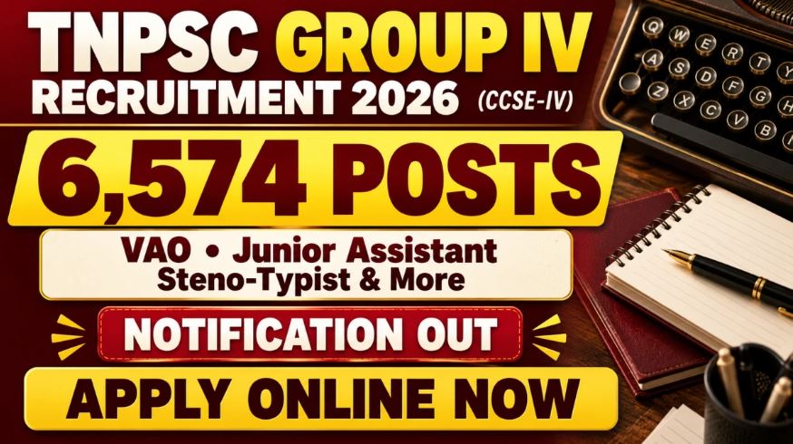 TNPSC Group IV Recruitment 2026 (CCSE-IV) - Apply Online For 6,574 Vacancies Across 46 Posts